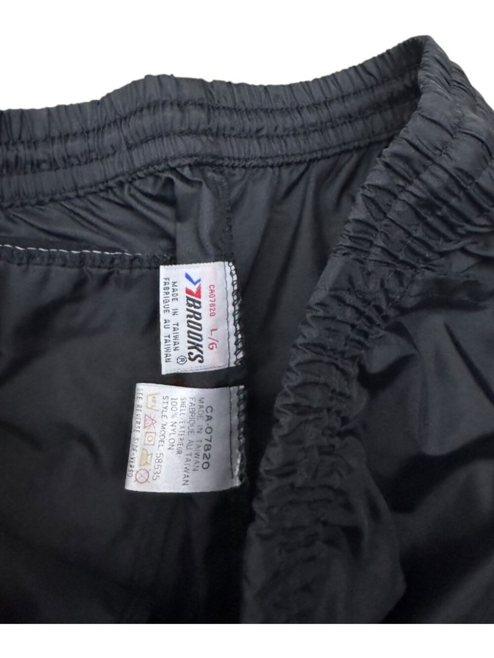 BROOKS Vintage 90s Black Windbreaker Splash Track Pants Mens Large - Picture 3 of 6